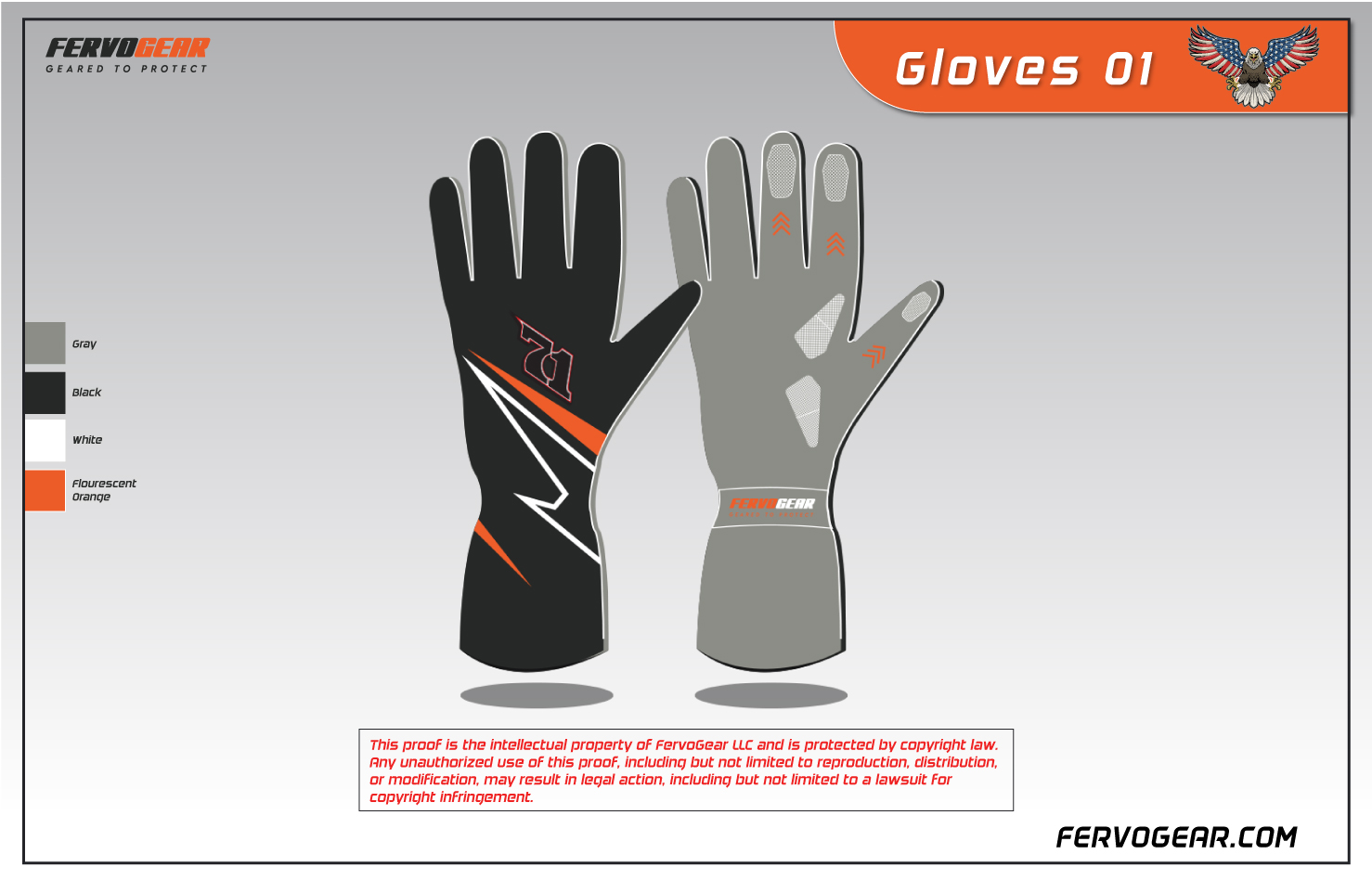 FervoGear SFI 3.3 custom racing gloves matched to a race suit design