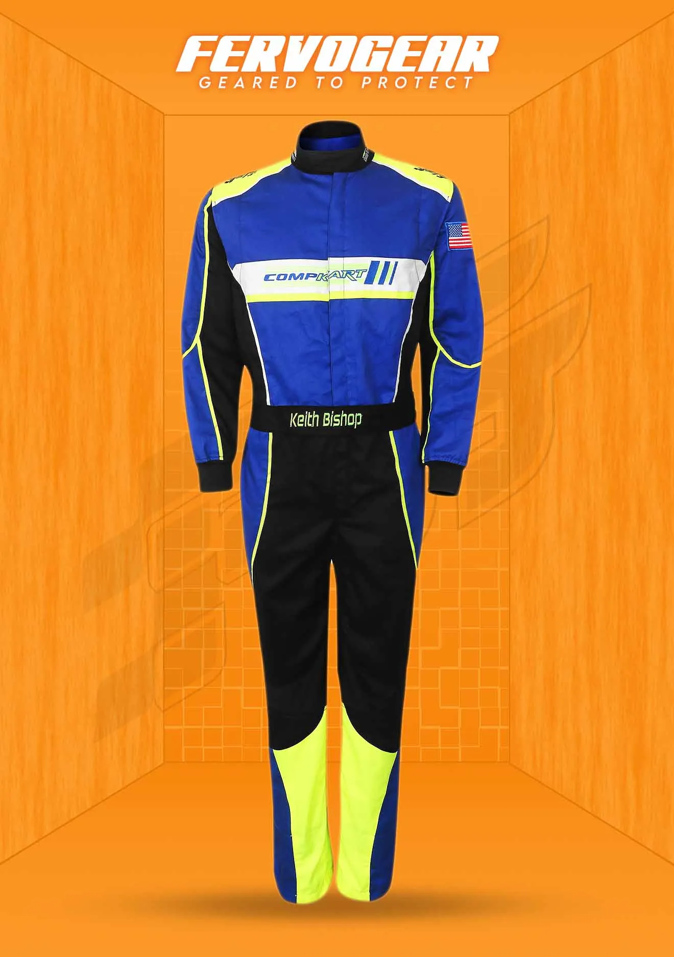 Custom race suit construction and detail