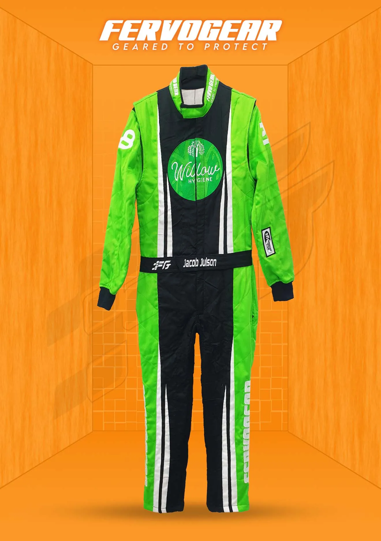 Custom race suit construction and detail