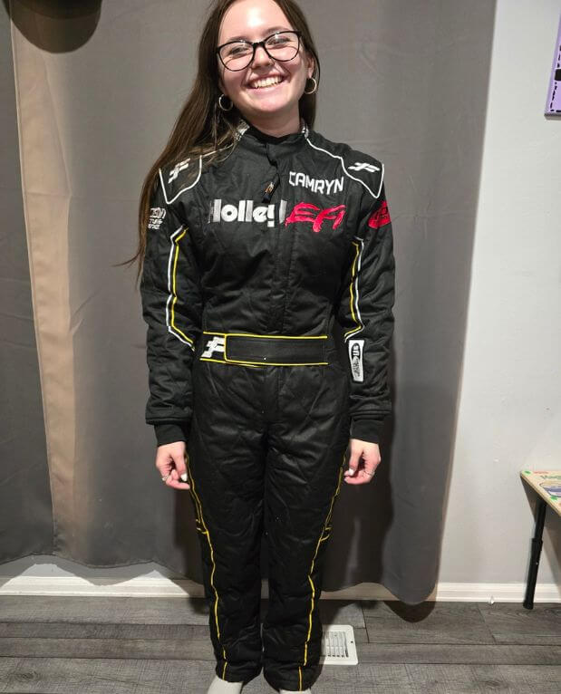 Driver wearing a FervoGear custom race suit