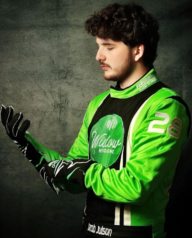 Jacob Julson wearing a custom FervoGear single-layer race suit