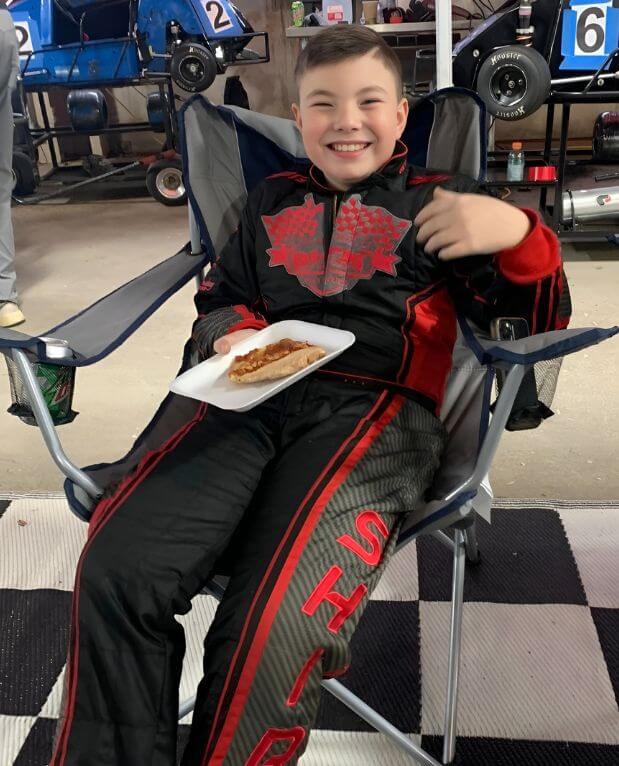 Shane Shirk wearing a custom FervoGear race suit