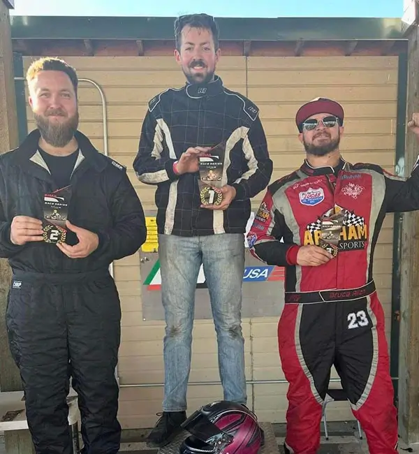 Driver Bruce Allen in a road & track suit, built for protection and long-stint comfort