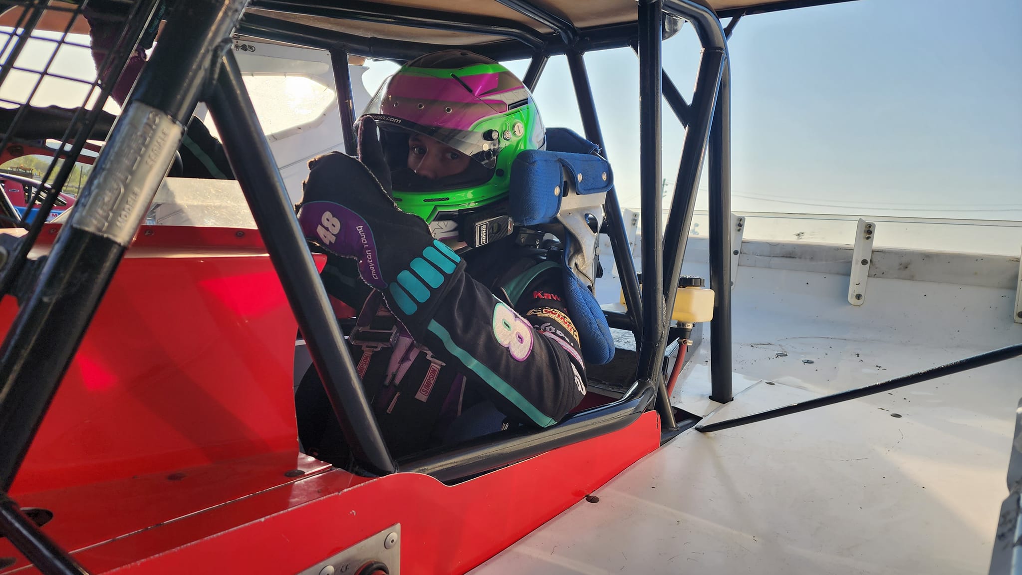 David Young Jr wearing a custom FervoGear race suit